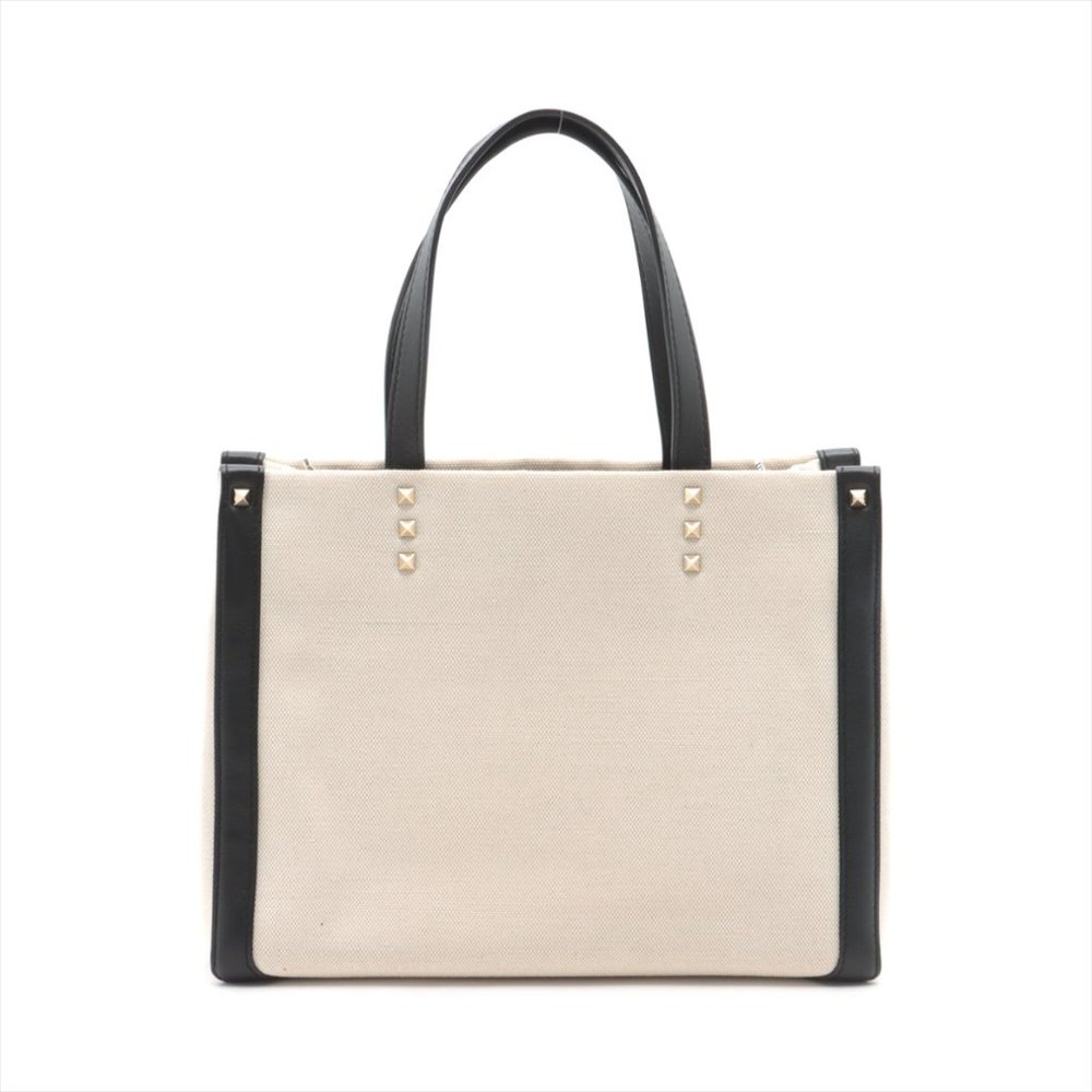Sold out ❌Valentino Garavani VLTN Canvas & leather 2 way tote bag black x beige - Picture 2 of 12